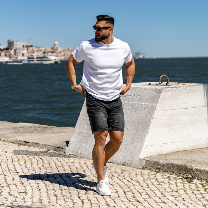 Pánske rifľové kraťasy Iron Aesthetics Denim Stretch, čierne · záber 9