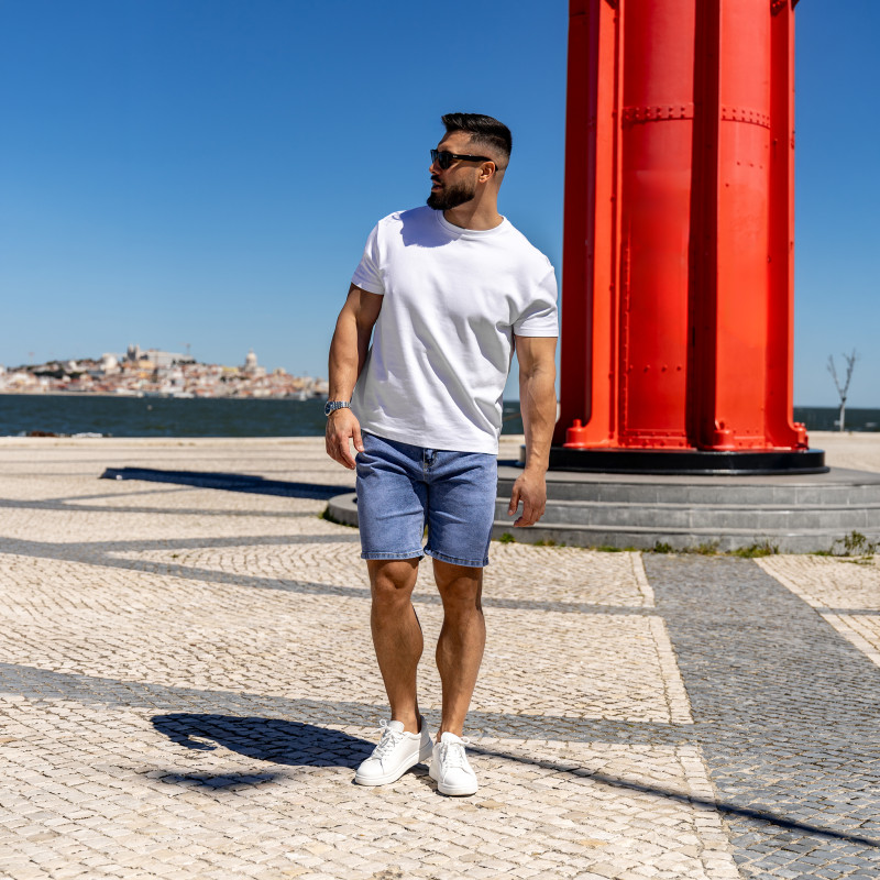 Pánske rifľové kraťasy Iron Aesthetics Denim Stretch, modré · záber 9