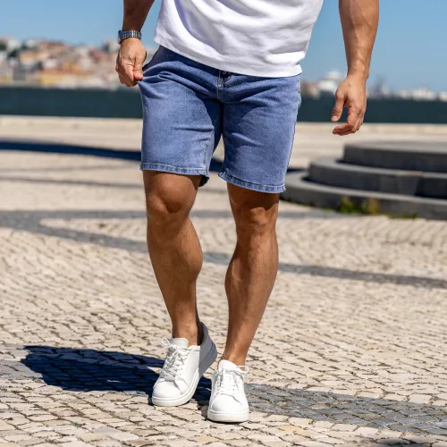 Pánske rifľové kraťasy Iron Aesthetics Denim Stretch, modré