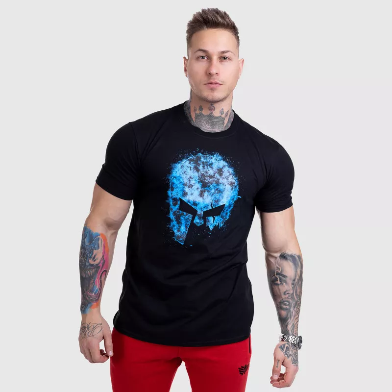 Ultrasoft tričko Iron Aesthetics Skull BLUE FIRE, čierne-2