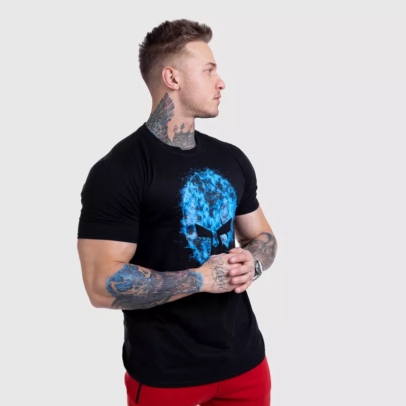 Ultrasoft tričko Iron Aesthetics Skull BLUE FIRE, čierne-4