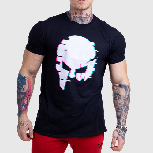 Ultrasoft tričko Iron Aesthetics Skull GLITCH, čierne