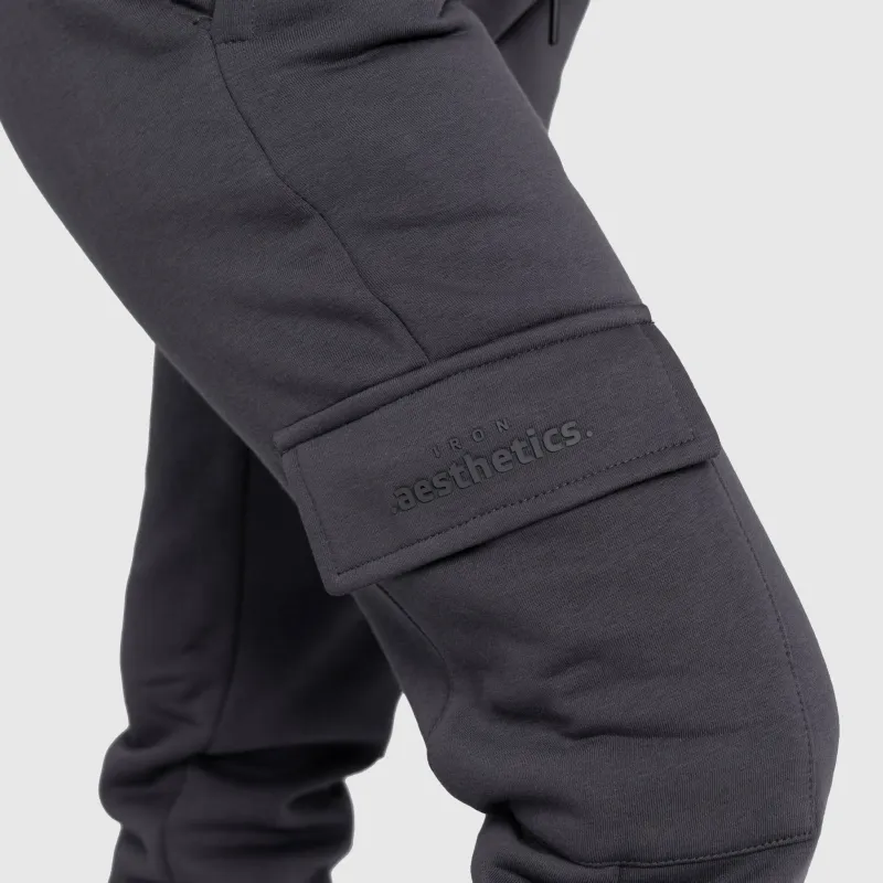 Dámske tepláky Iron Aesthetics Cargo, sivé-8