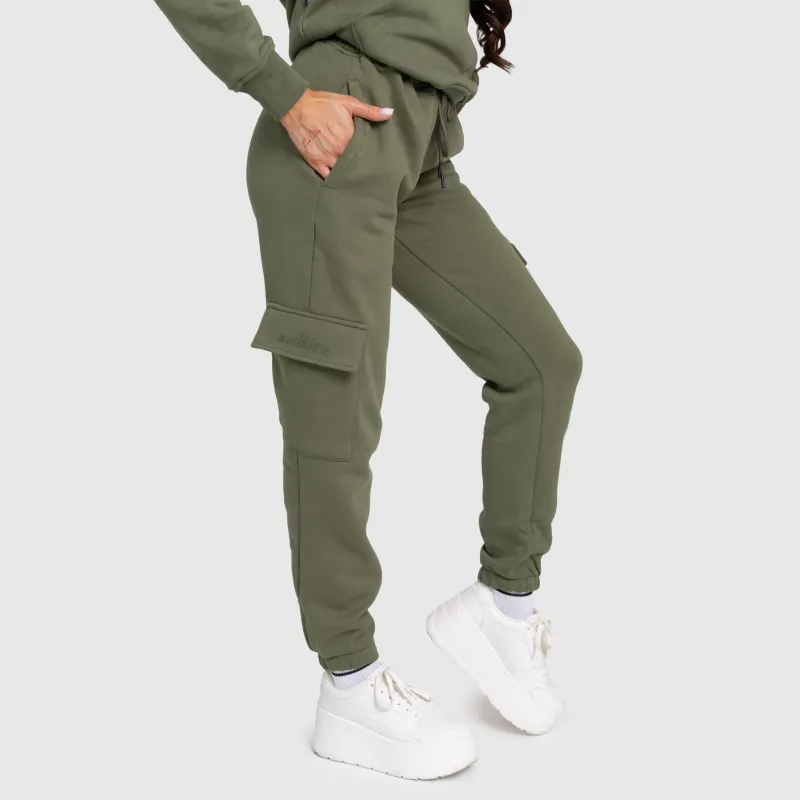 Dámske tepláky Iron Aesthetics Cargo, zelené-1