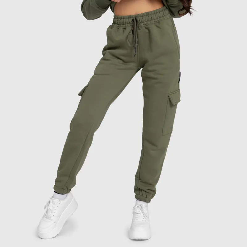 Dámske tepláky Iron Aesthetics Cargo, zelené-3