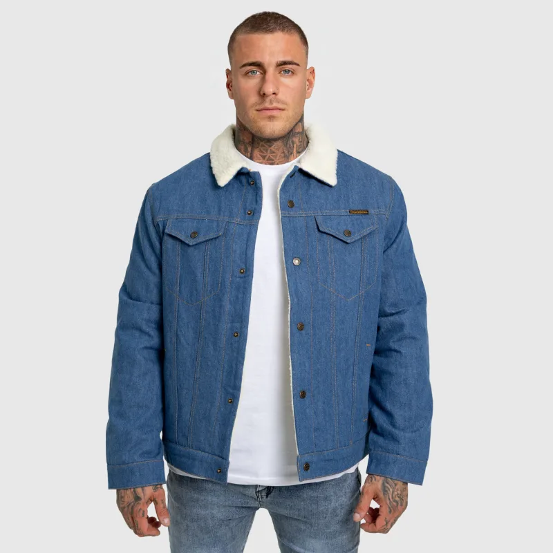 Pánska rifľová bunda Iron Aesthetics Sherpa, modrá-3
