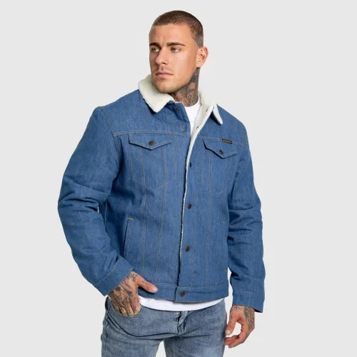 Pánska rifľová bunda Iron Aesthetics Sherpa, modrá