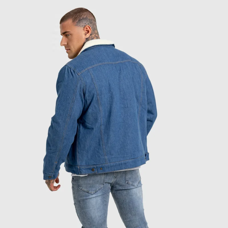 Pánska rifľová bunda Iron Aesthetics Sherpa, modrá-11