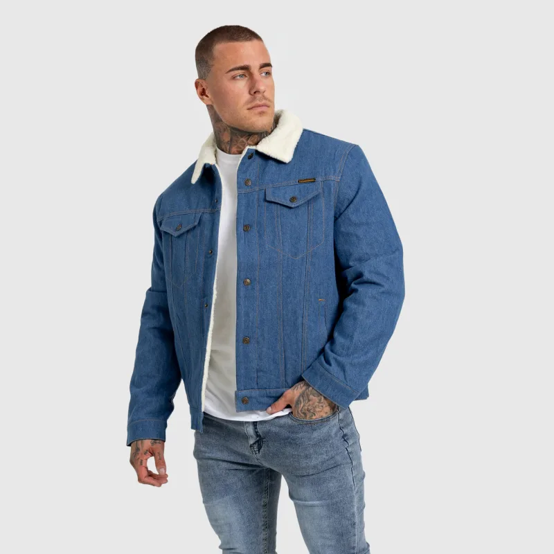 Pánska rifľová bunda Iron Aesthetics Sherpa, modrá-12