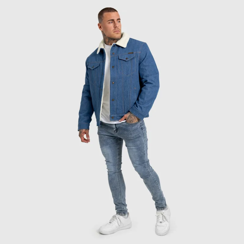 Pánska rifľová bunda Iron Aesthetics Sherpa, modrá-15