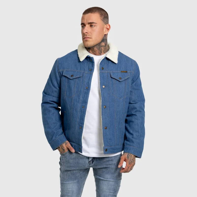 Pánska rifľová bunda Iron Aesthetics Sherpa, modrá-13