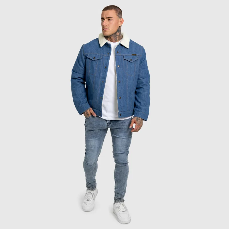 Pánska rifľová bunda Iron Aesthetics Sherpa, modrá-16