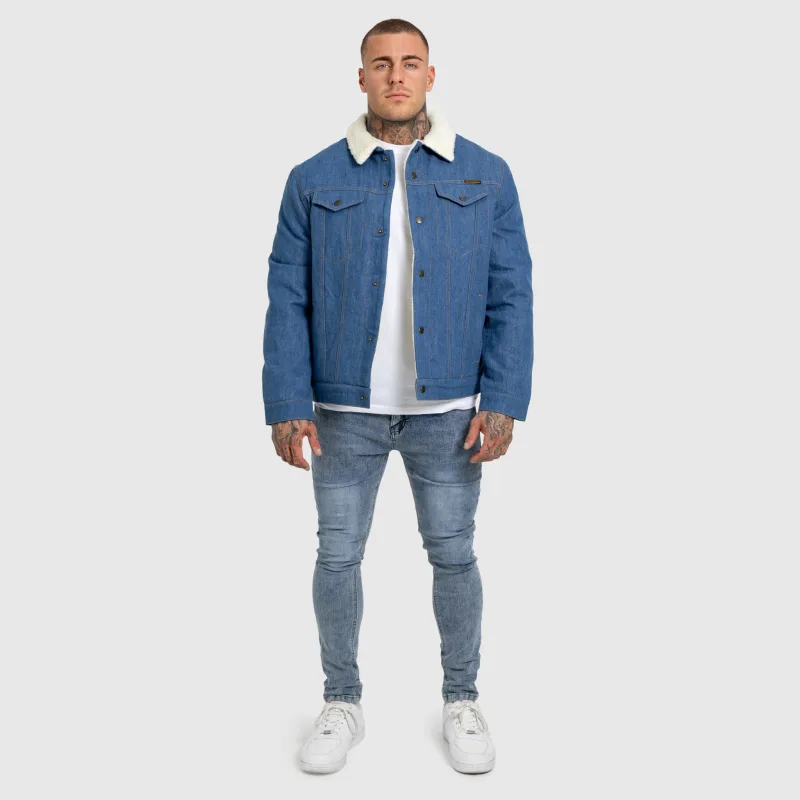 Pánska rifľová bunda Iron Aesthetics Sherpa, modrá-14