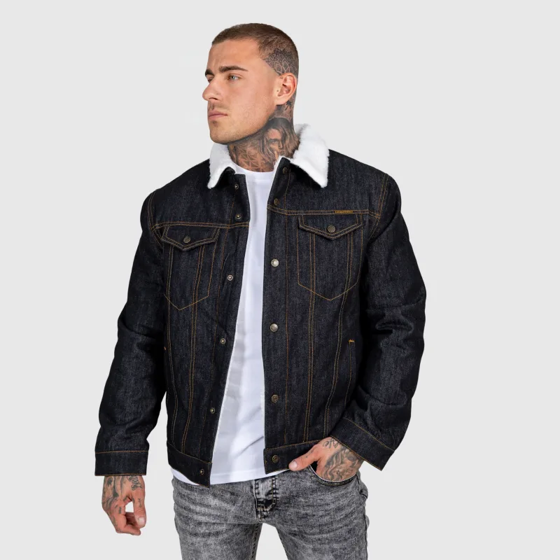 Pánska rifľová bunda Iron Aesthetics Sherpa, čierna-2