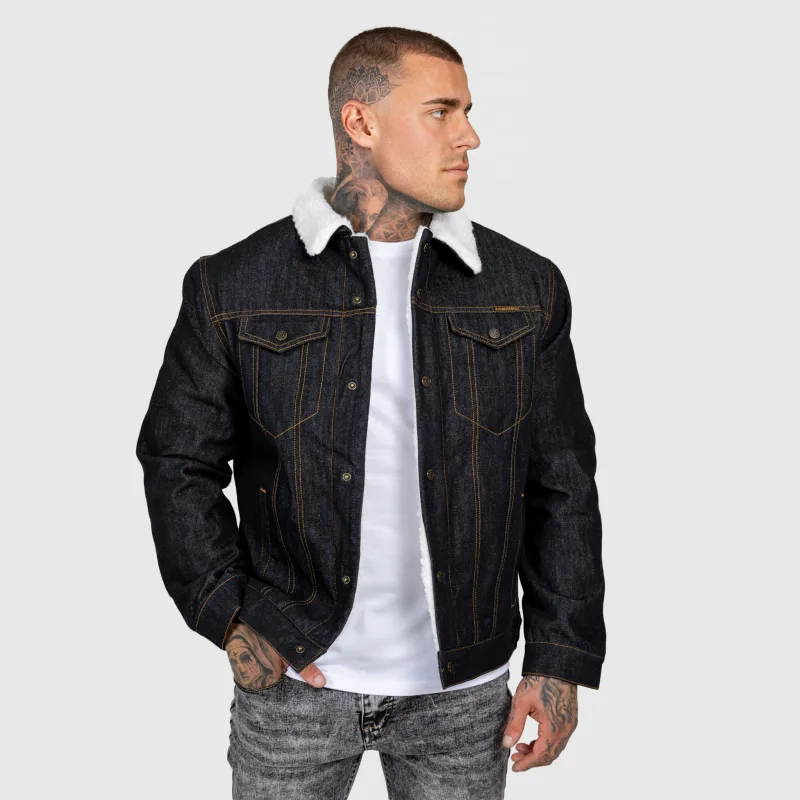 Pánska rifľová bunda Iron Aesthetics Sherpa, čierna-3
