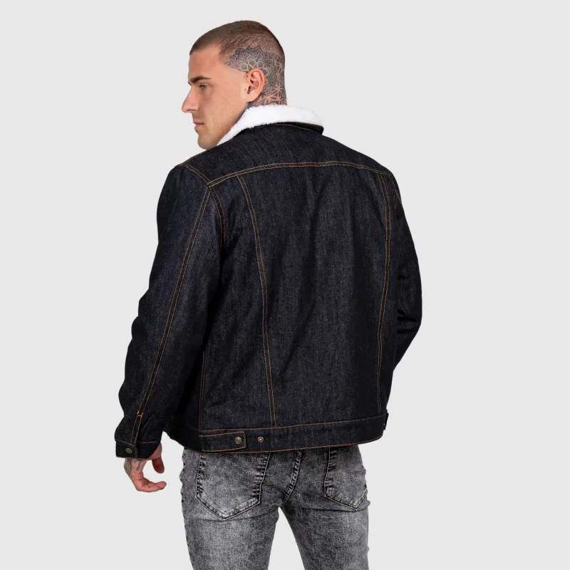 Pánska rifľová bunda Iron Aesthetics Sherpa, čierna-8