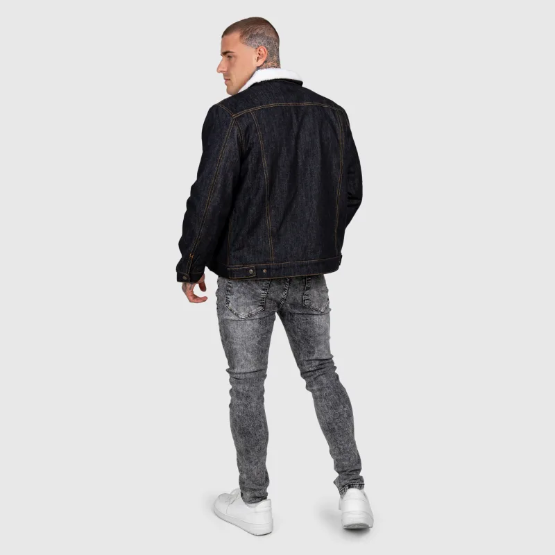 Pánska rifľová bunda Iron Aesthetics Sherpa, čierna-17