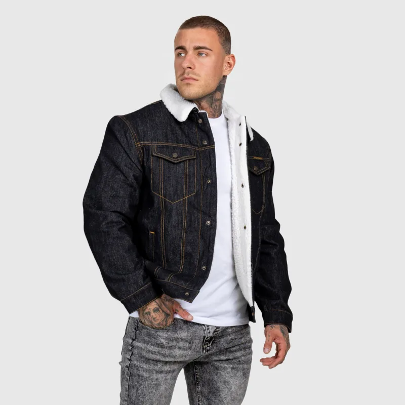 Pánska rifľová bunda Iron Aesthetics Sherpa, čierna-5