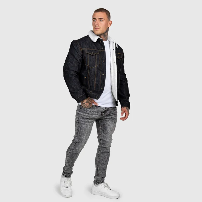 Pánska rifľová bunda Iron Aesthetics Sherpa, čierna-16