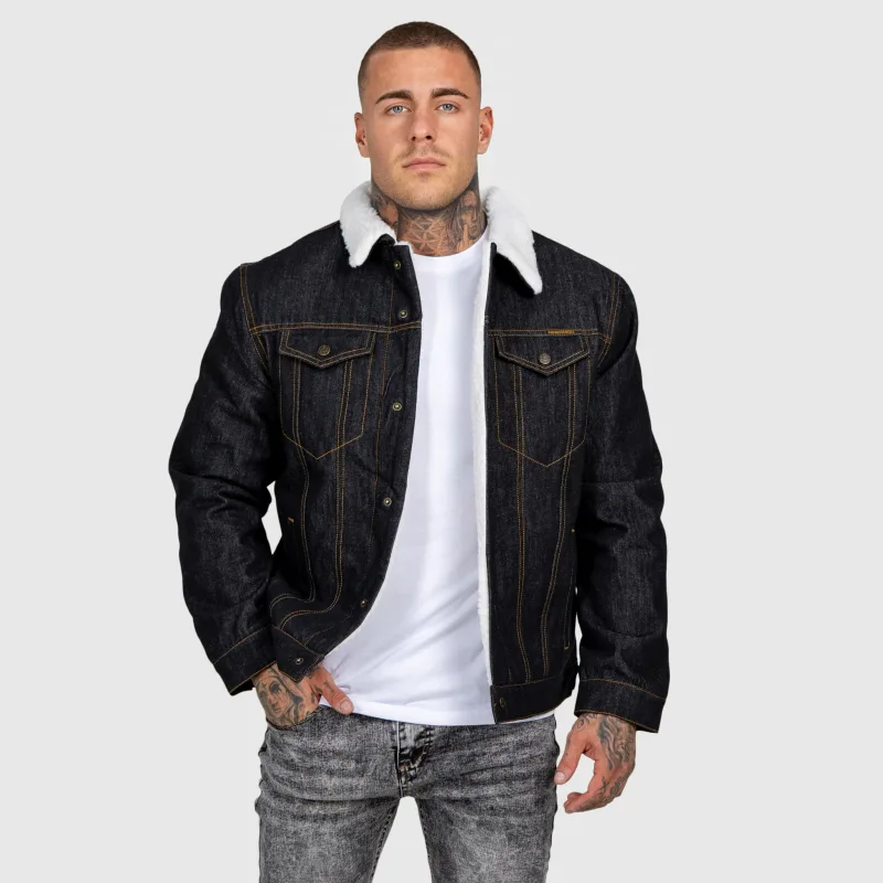 Pánska rifľová bunda Iron Aesthetics Sherpa, čierna-6