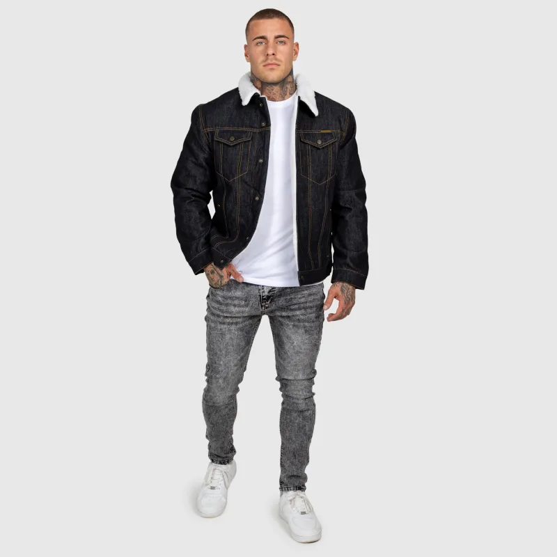 Pánska rifľová bunda Iron Aesthetics Sherpa, čierna-15