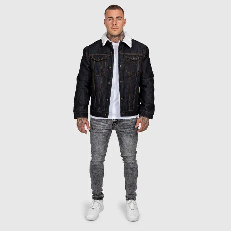 Pánska rifľová bunda Iron Aesthetics Sherpa, čierna-14