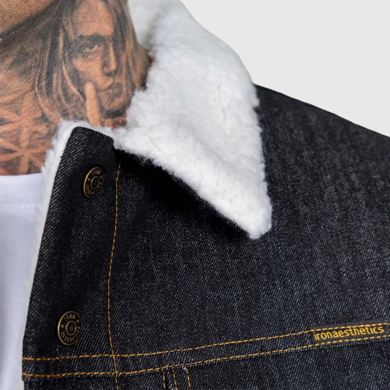 Pánska rifľová bunda Iron Aesthetics Sherpa, čierna-10