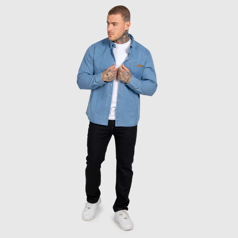 Pánska džínsová košeľa Iron Aesthetics Urban, svetlomodrá-19
