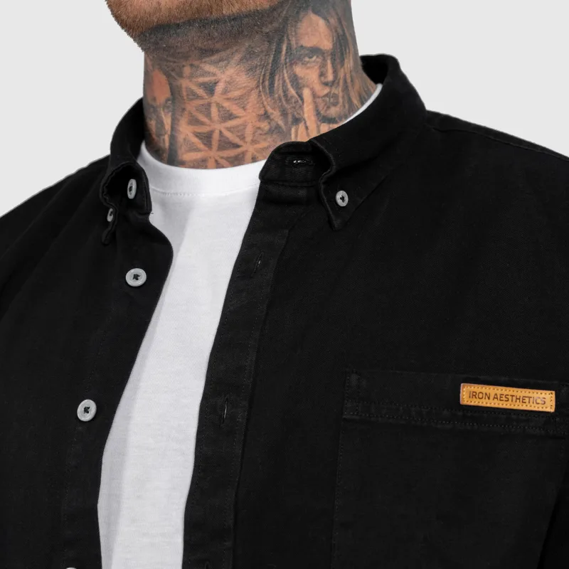 Pánska džínsová košeľa Iron Aesthetics Urban, čierna-10