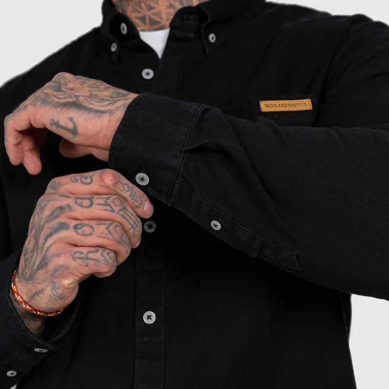 Pánska džínsová košeľa Iron Aesthetics Urban, čierna-11