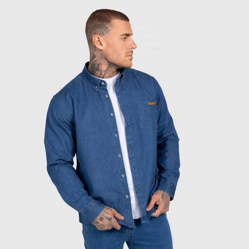 Pánska džínsová košeľa Iron Aesthetics Urban, tmavomodrá