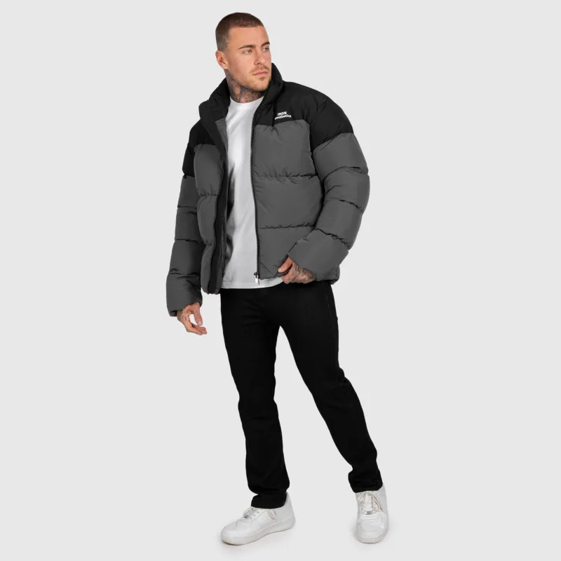 Pánska bunda Iron Aesthetics Block Puffer, black/grey-12