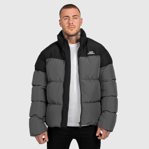 Pánska bunda Iron Aesthetics Block Puffer, black/grey
