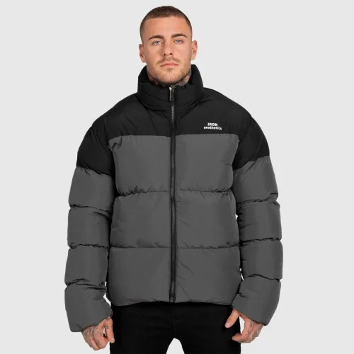 Pánska bunda Iron Aesthetics Block Puffer, black/grey