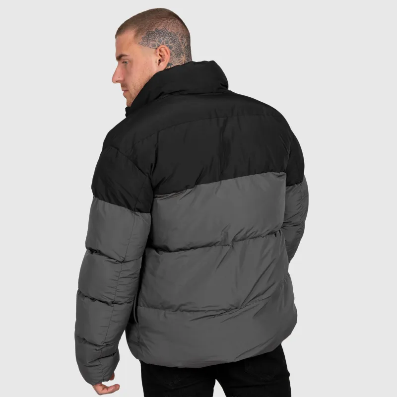 Pánska bunda Iron Aesthetics Block Puffer, black/grey-7