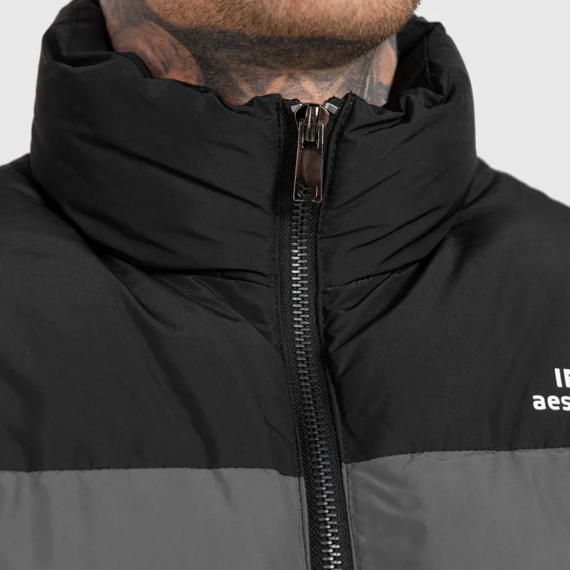 Pánska bunda Iron Aesthetics Block Puffer, black/grey-8