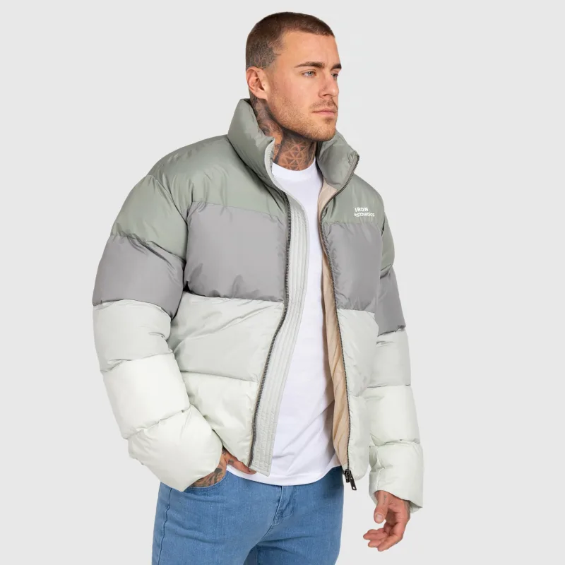 Pánska bunda Iron Aesthetics Block Puffer, green-3