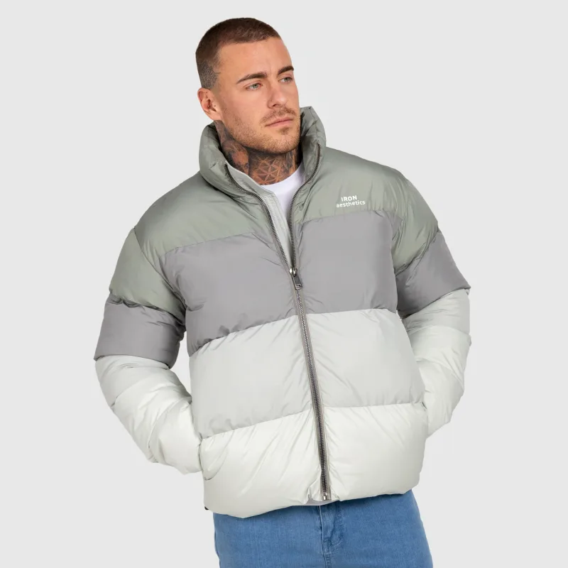 Pánska bunda Iron Aesthetics Block Puffer, green-4
