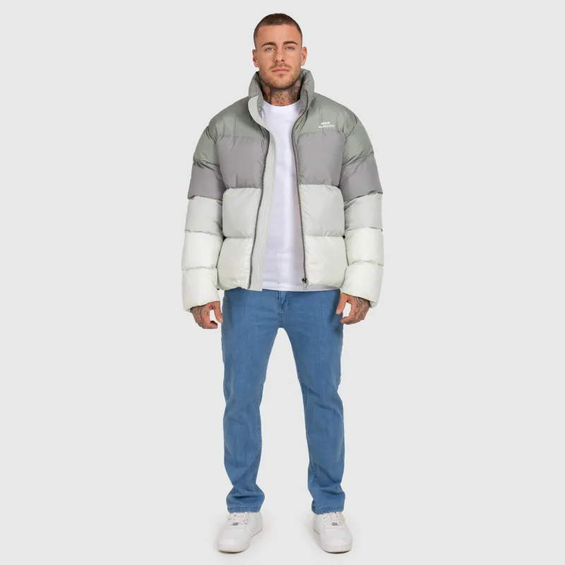 Pánska bunda Iron Aesthetics Block Puffer, green-11