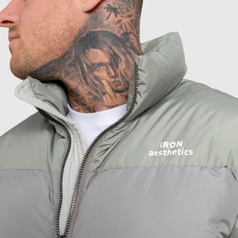 Pánska bunda Iron Aesthetics Block Puffer, green-7