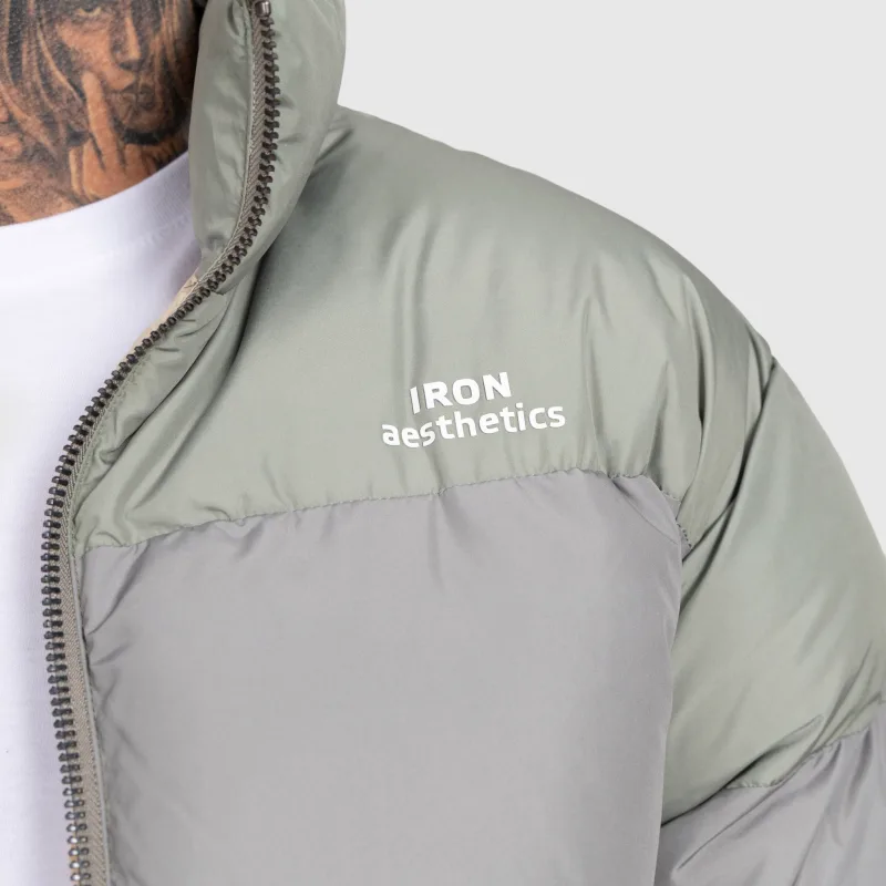 Pánska bunda Iron Aesthetics Block Puffer, green-9