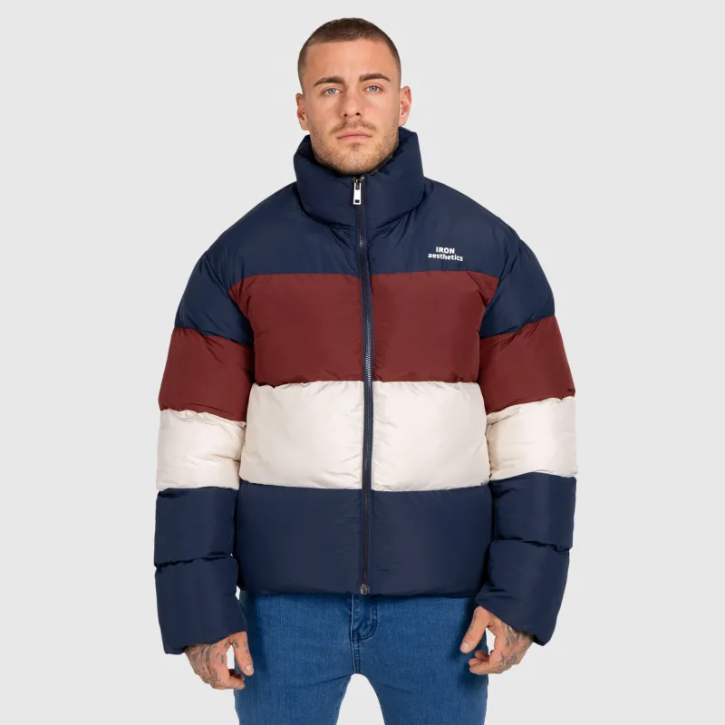 Pánska bunda Iron Aesthetics Block Puffer, navy-2