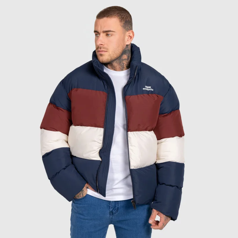Pánska bunda Iron Aesthetics Block Puffer, navy-1