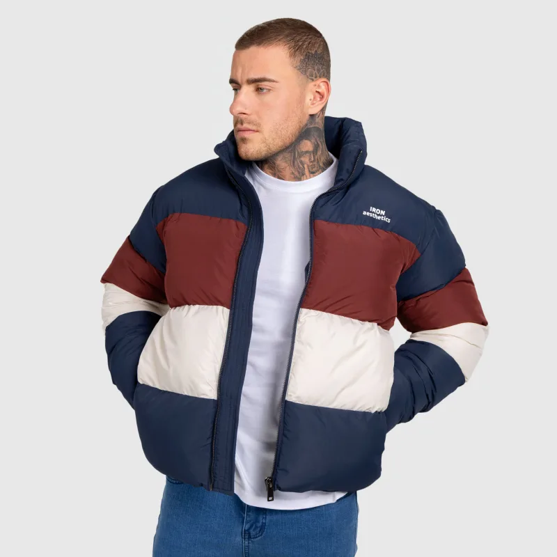 Pánska bunda Iron Aesthetics Block Puffer, navy-4