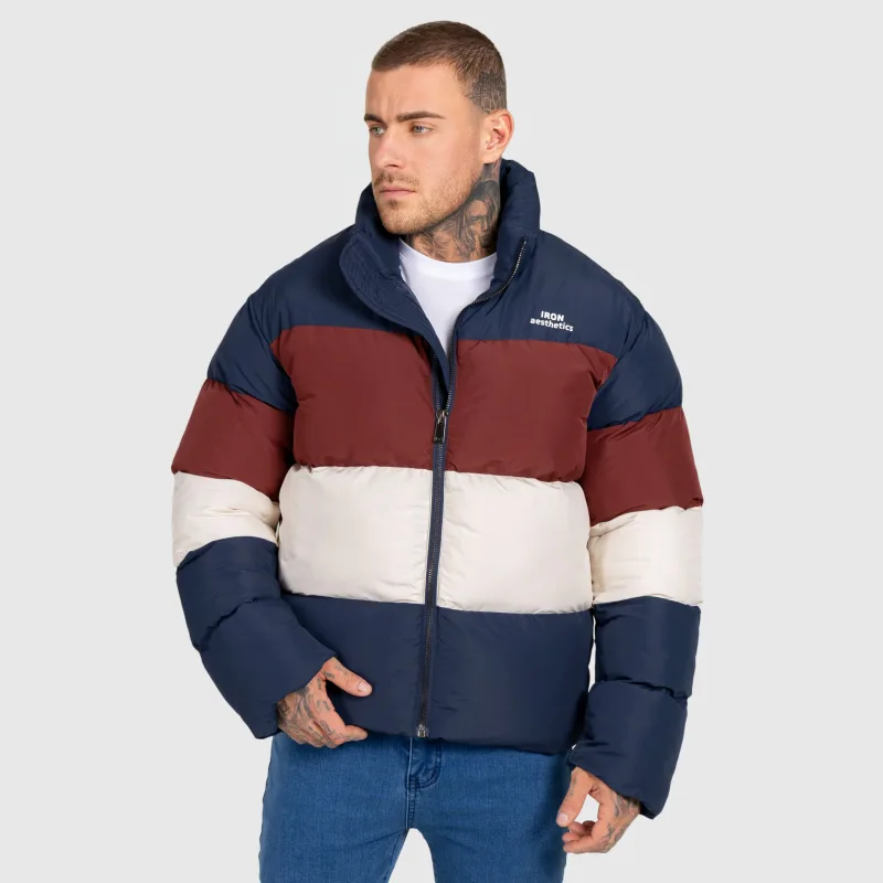 Pánska bunda Iron Aesthetics Block Puffer, navy-5
