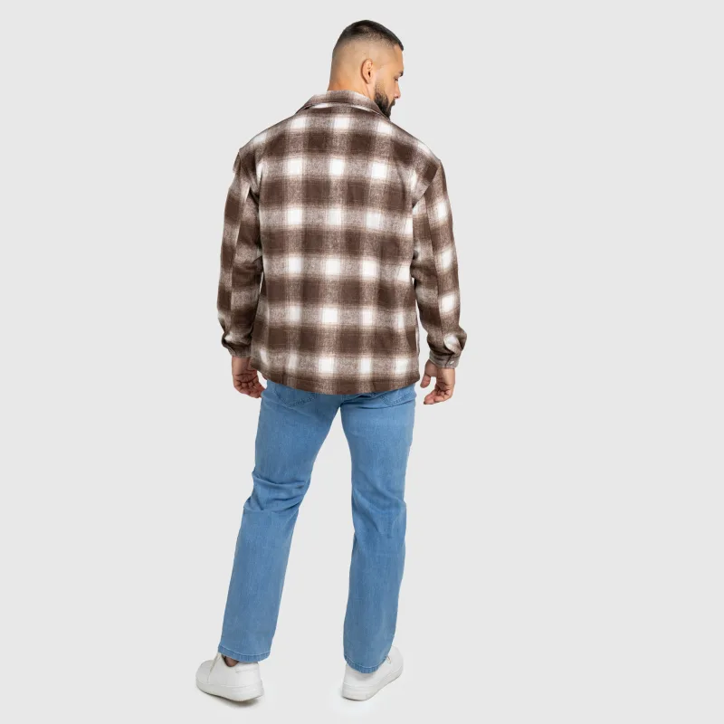 Pánska košeľová bunda Iron Aesthetics Timber, brown/white-16