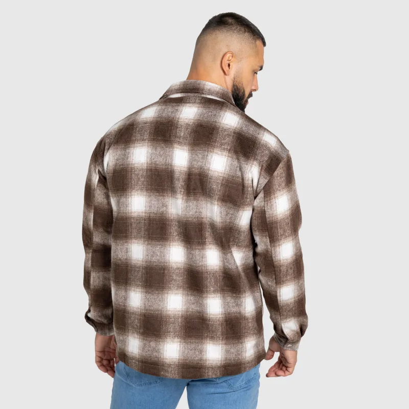 Pánska košeľová bunda Iron Aesthetics Timber, brown/white-9