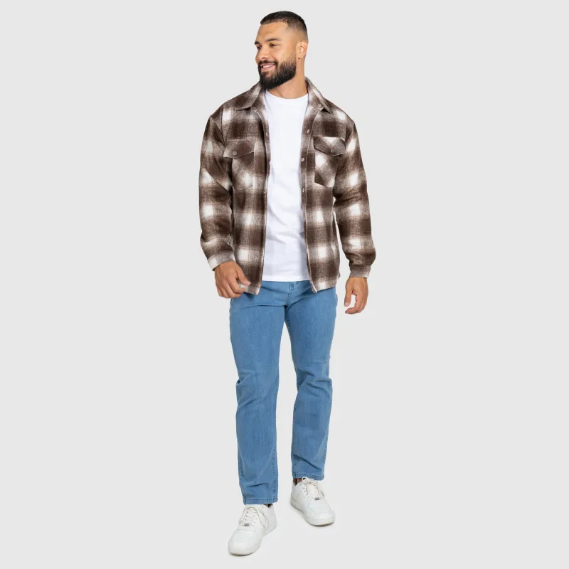 Pánska košeľová bunda Iron Aesthetics Timber, brown/white-14