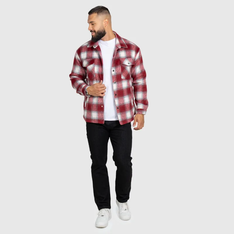 Pánska košeľová bunda Iron Aesthetics Timber, red/white-14