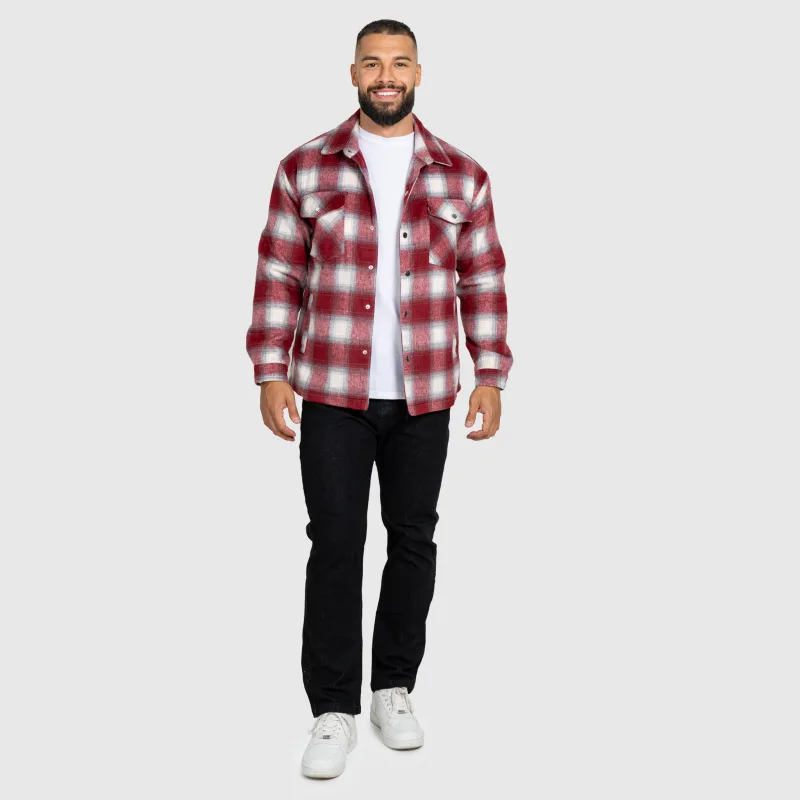 Pánska košeľová bunda Iron Aesthetics Timber, red/white-12